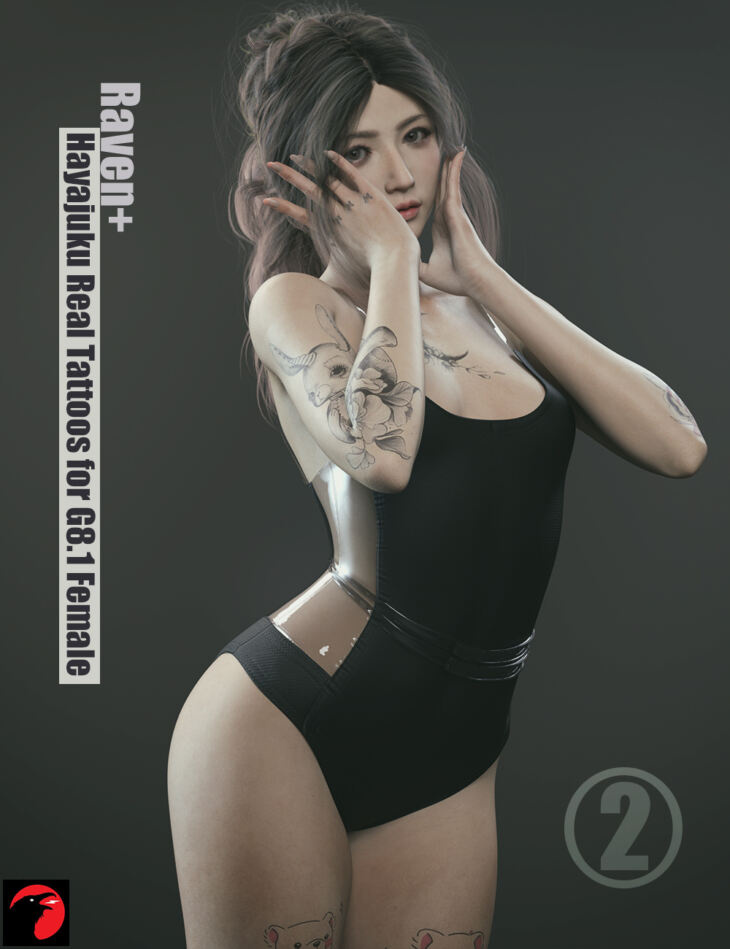 RAV Hayajuku Real Tattoos TWO for Genesis 8.1 Females_DAZ3D下载站