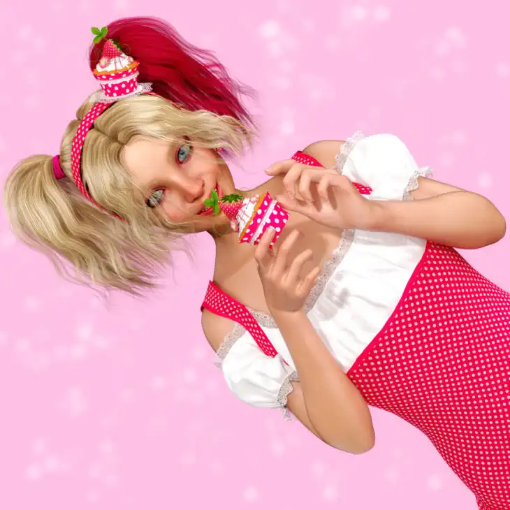 Strawberry Cupcake Jewelry for Genesis 8 Female_DAZ3DDL