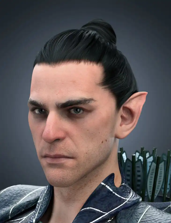 Tico Male Bun Hair for Genesis 8 Males_DAZ3D下载站