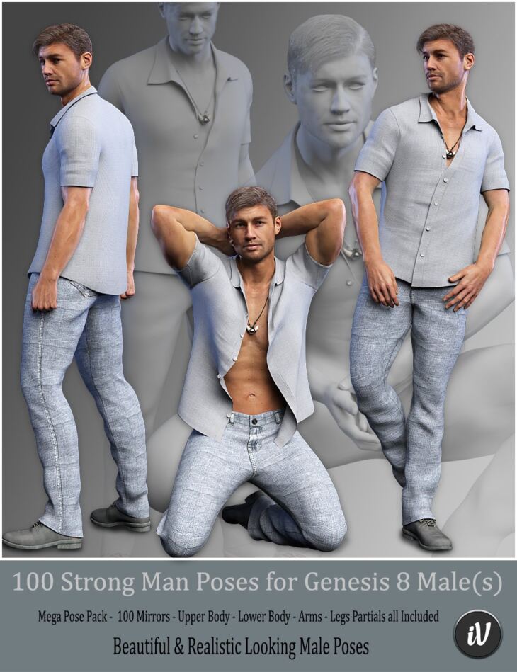iV 100 Strong Man Poses for Genesis 8 Male(s)_DAZ3D下载站