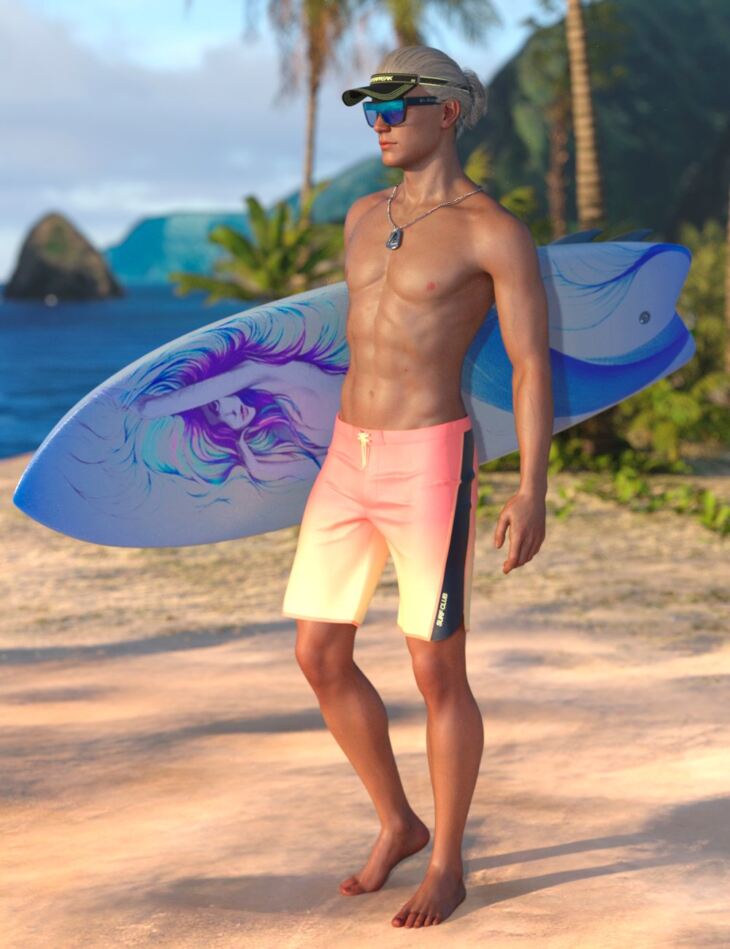 Chasing Summer Accessories and Poses for Genesis 8.1 Males_DAZ3D下载站