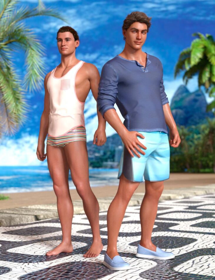 Chasing Summer I dForce Outfit for Genesis 8.1 Males_DAZ3D下载站
