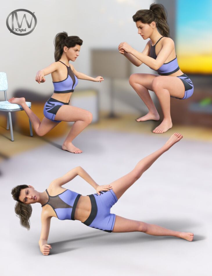 Home Workout Poses for Genesis 8_DAZ3D下载站