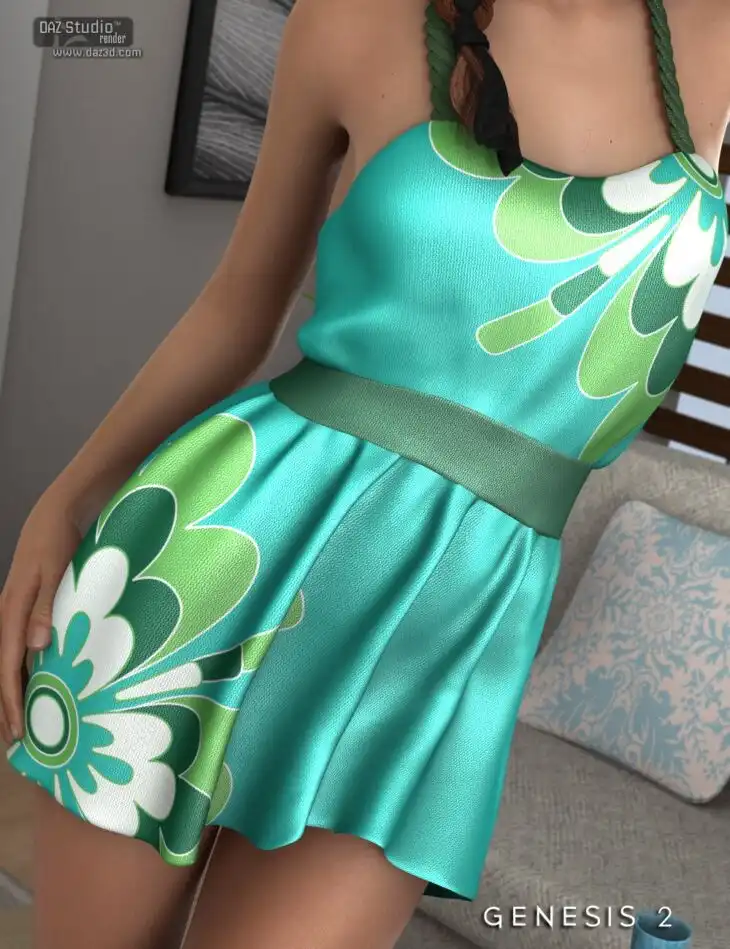 Seana Dress for Genesis 2 Female(s) & Textures_DAZ3D下载站