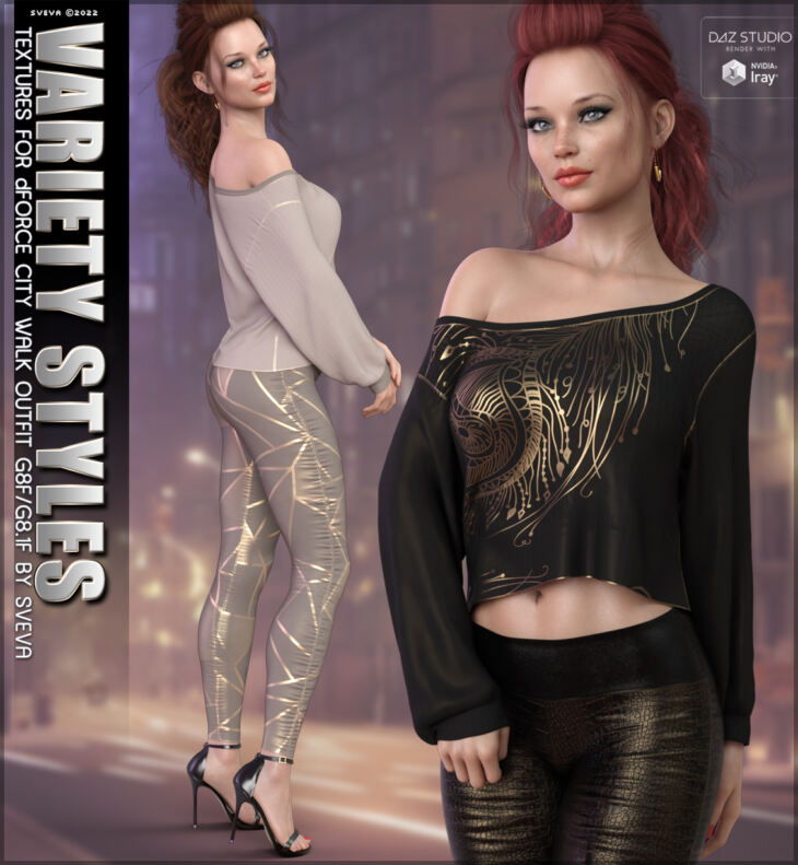 Variety Styles Textures for dForce City Walk Outfit_DAZ3DDL