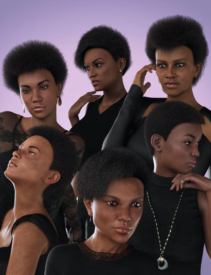 dForce Afro Styles Hair for Genesis 8 Female(s)_DAZ3DDL