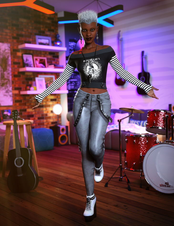 dForce Raven Black Outfit for Genesis 8 Female(s)_DAZ3D下载站