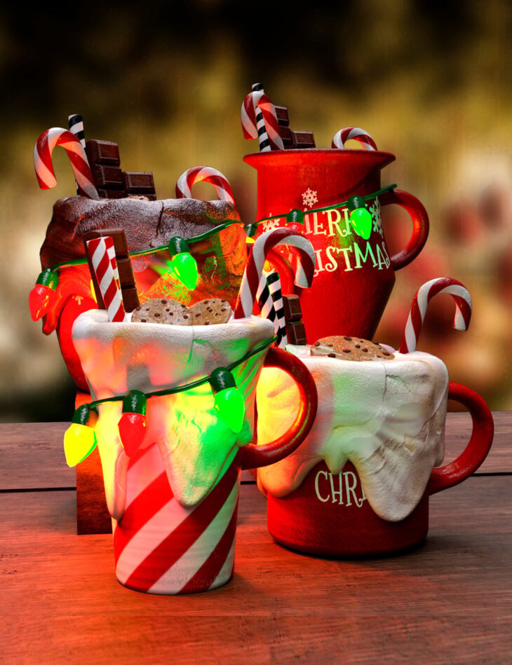 Christmas Mugs Set and Poses_DAZ3D下载站
