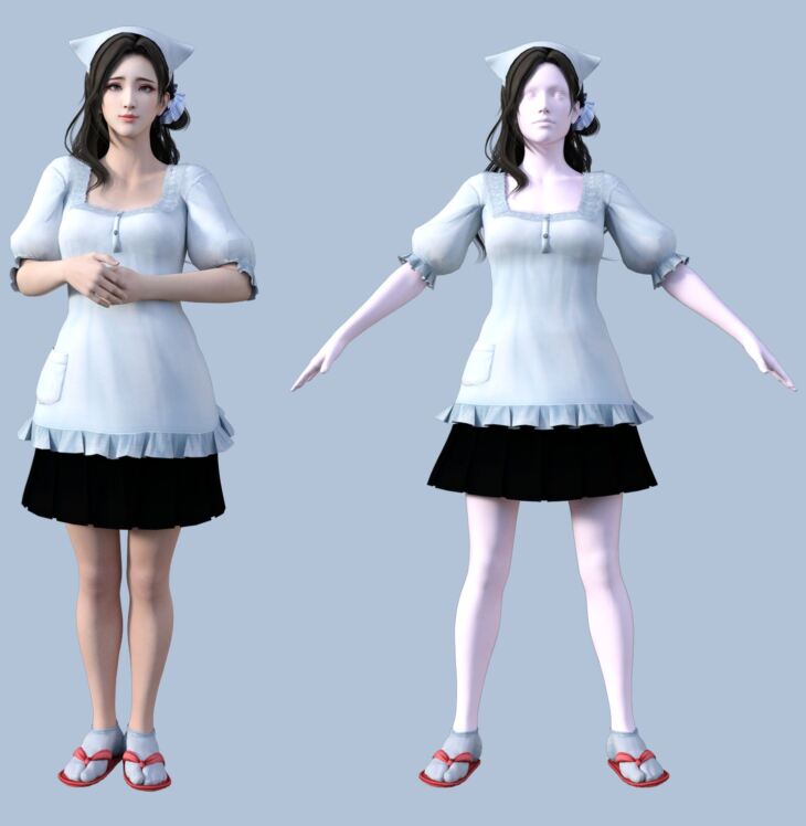 DOA Sayuri Appron Outfit For Genesis 8 Female_DAZ3D下载站