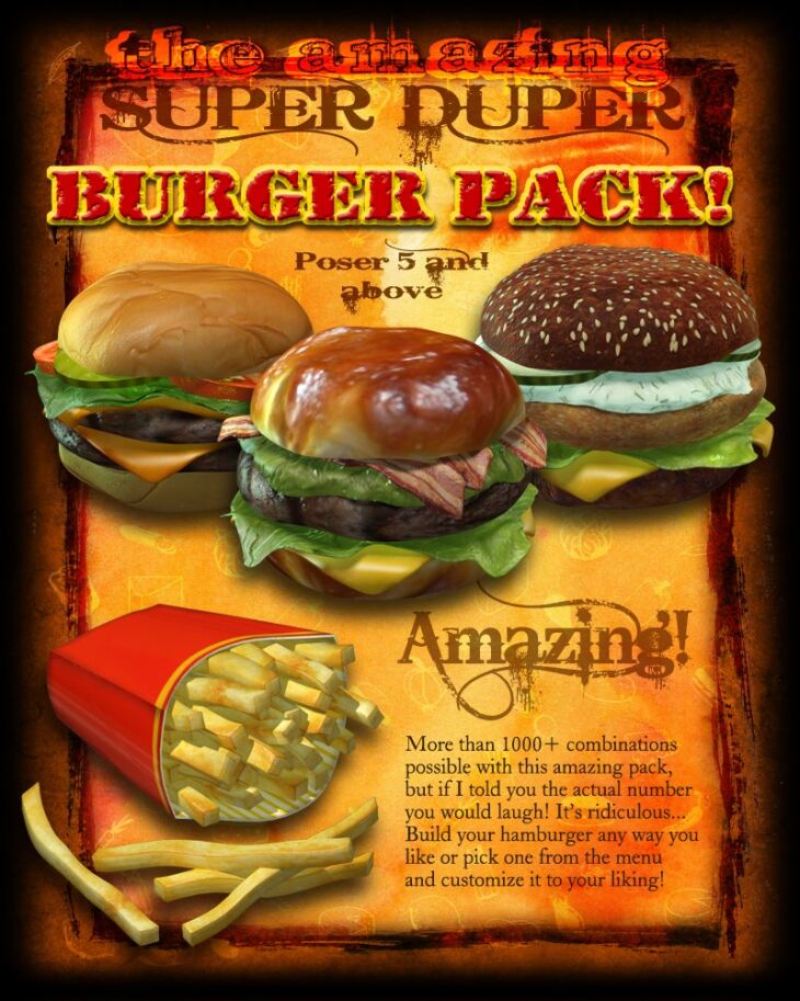 Exnem’s Amazing Super Burger Pack_DAZ3DDL