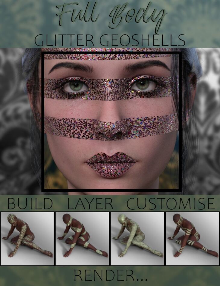 Full-Body Glitter Geoshells for Genesis 9_DAZ3D下载站