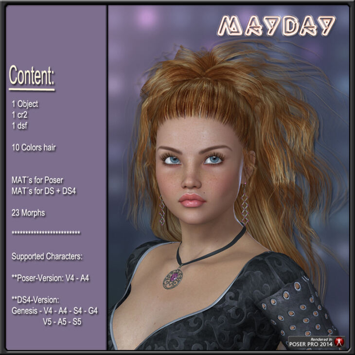 MayDay Hair for V4 and G1_DAZ3D下载站
