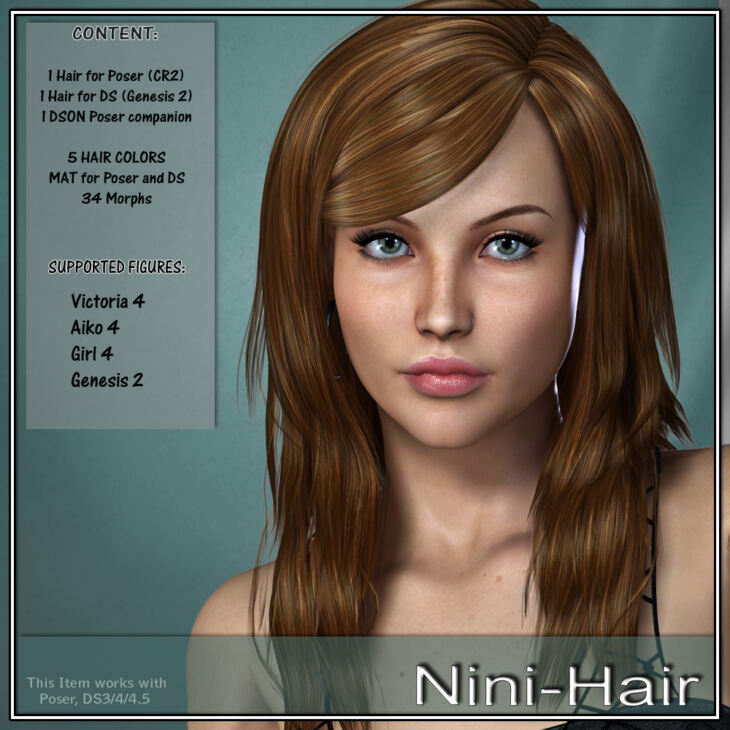 Nini Hair for V4 and G2_DAZ3D下载站