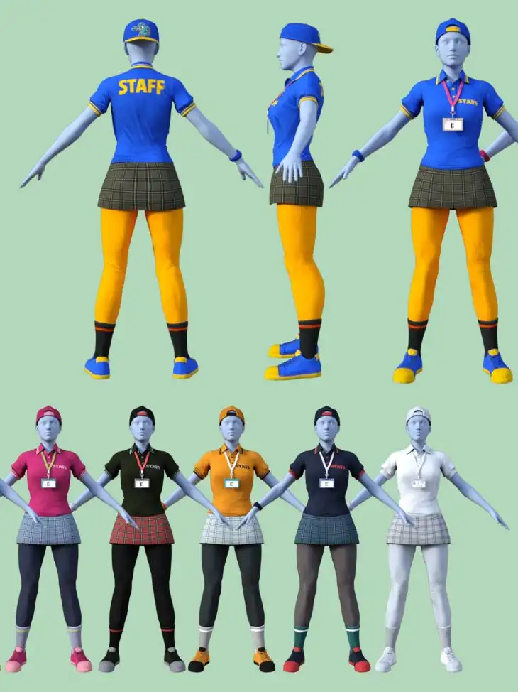 StreetFighter Sakura Staff Outfit For Genesis 8 Female_DAZ3DDL