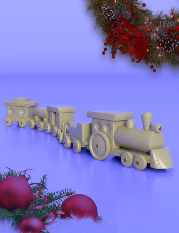Wooden Christmas Train_DAZ3D下载站