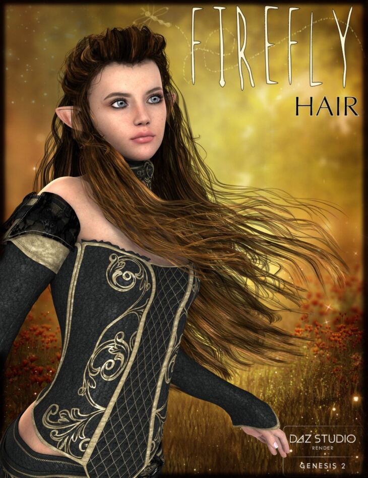 FireFly Hair for Genesis 2 Female(s) and V4_DAZ3DDL