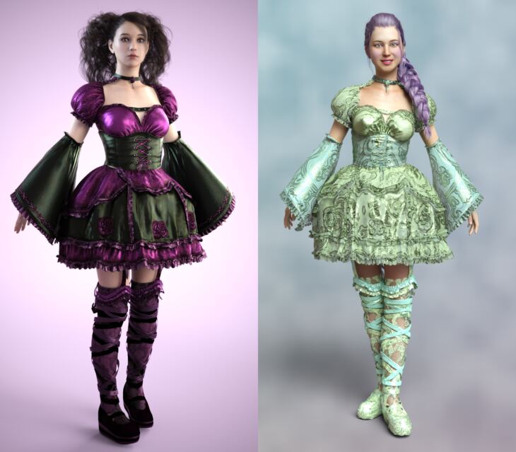 Gothic Lolita Outfit For Genesis 8 Female_DAZ3D下载站