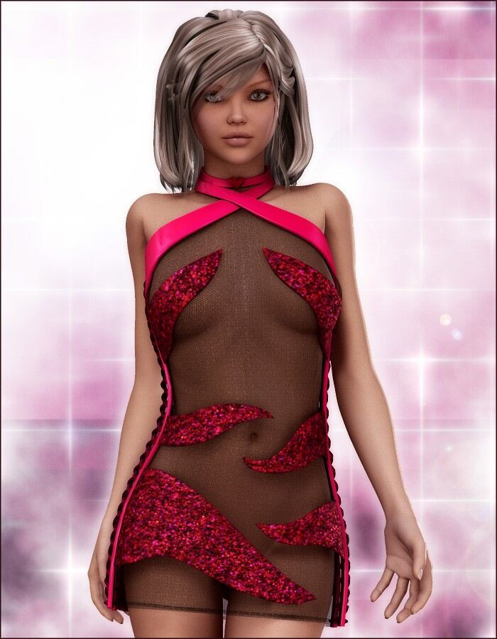 Pink Luv Eternal Flame Dress for V4 & Dawn_DAZ3DDL