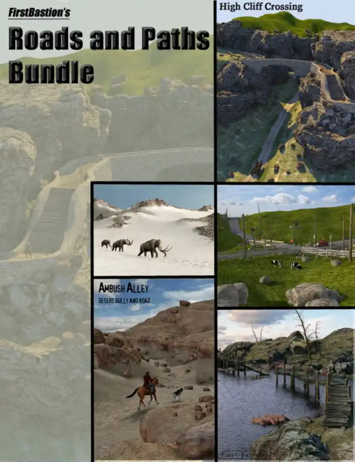 Roads and Paths Environment Bundle_DAZ3DDL
