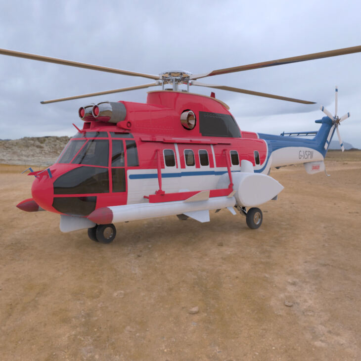 Super Puma AS-332B Helicopter (for Poser)_DAZ3D下载站