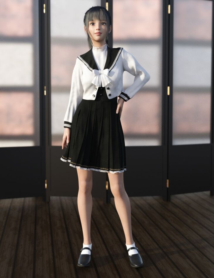 dForce Elegant School Uniform for Genesis 8 Females_DAZ3D下载站