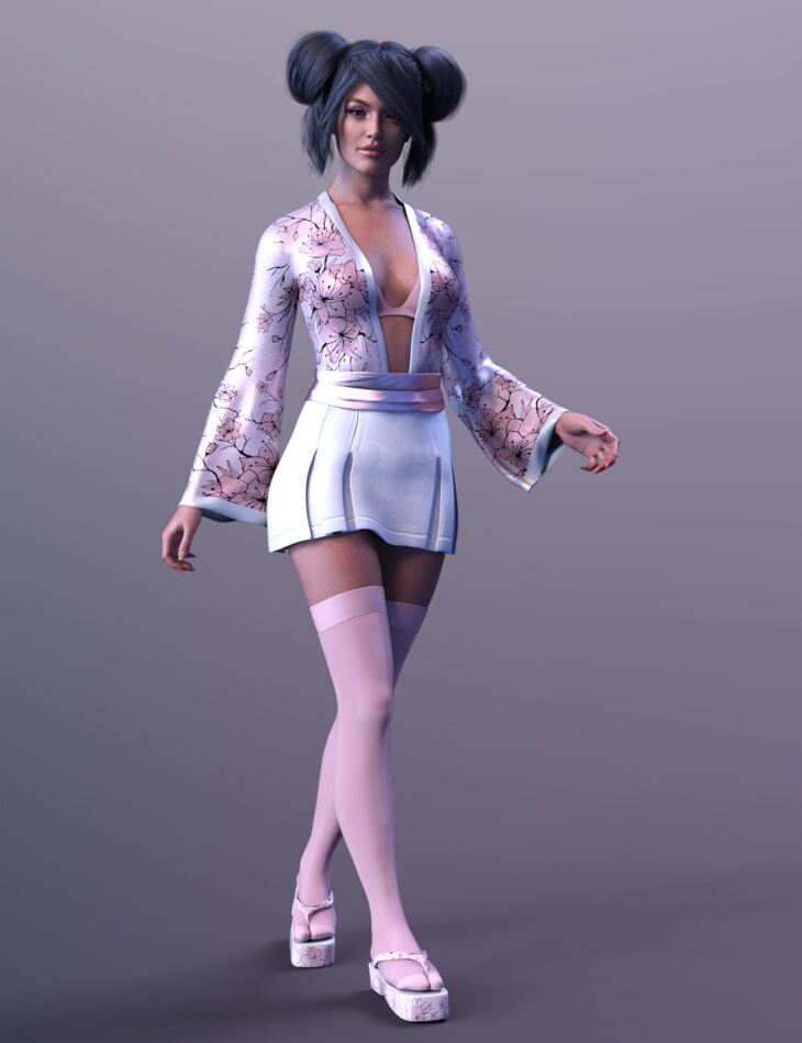 dForce X Fashion Kimono Style Set for Genesis 9_DAZ3D下载站