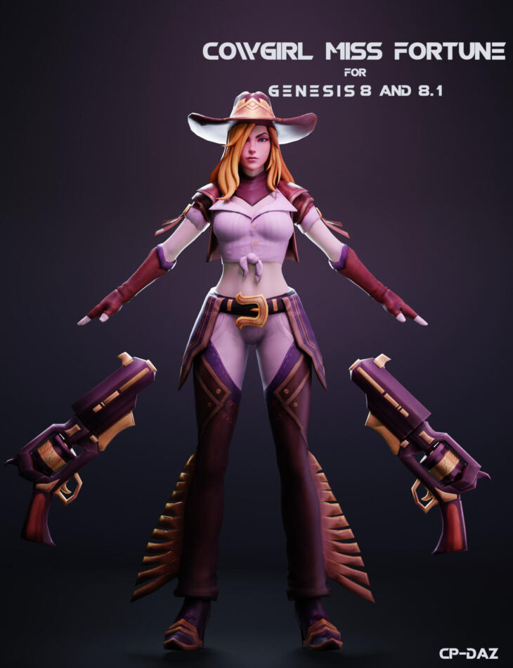 Cowgirl Miss Fortune For Genesis 8 and 8.1 Female_DAZ3D下载站