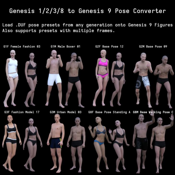 Genesis 1/2/3/8 Pose Converter for Genesis 9_DAZ3DDL