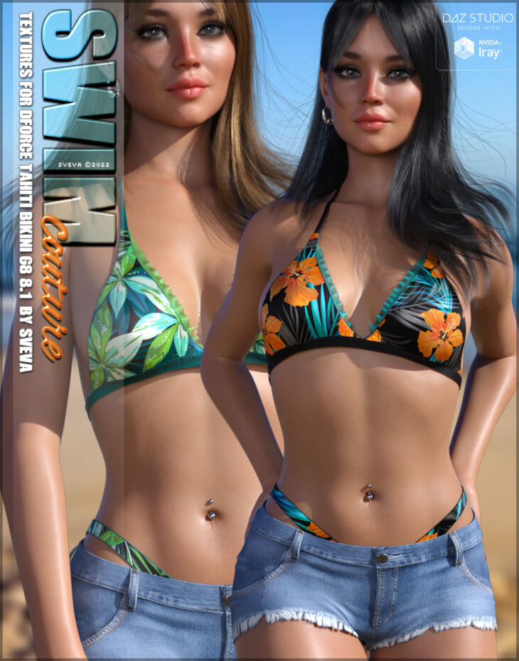 SWIM Couture Textures for dForce Tahiti Bikini_DAZ3D下载站
