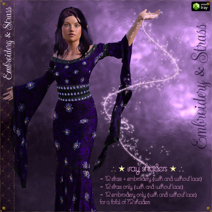 Embroidery & Strass – IRAY Shaders for DAZ_DAZ3DDL