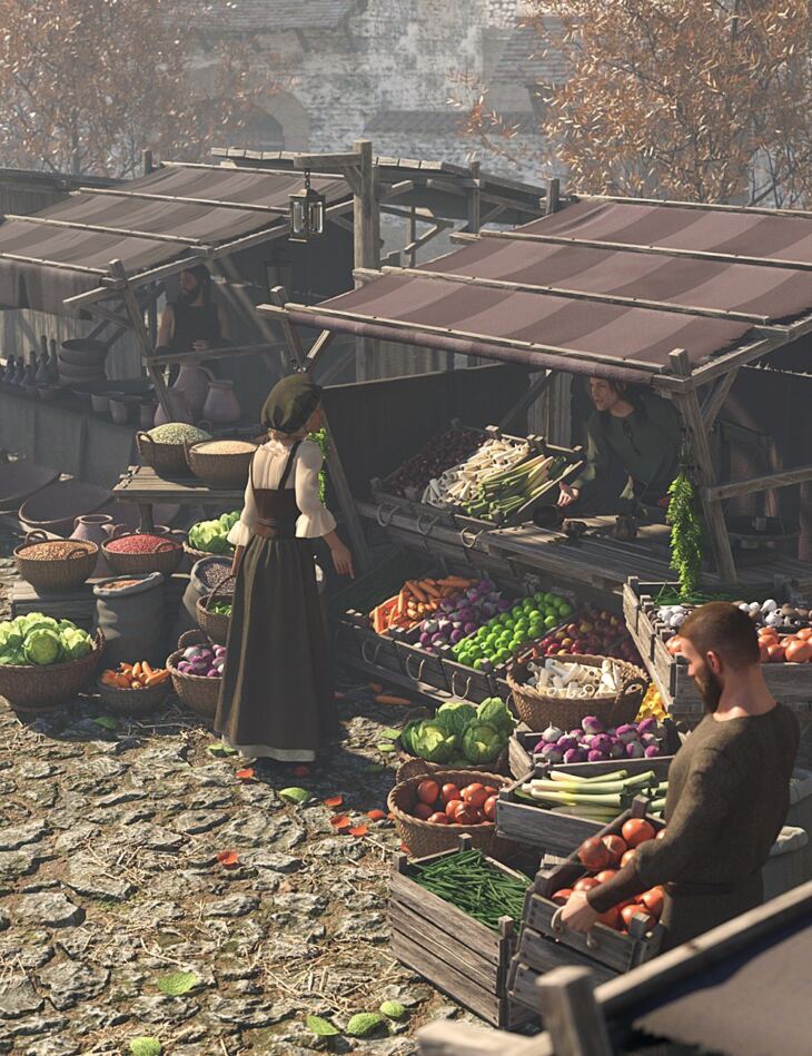 Medieval Roadside Merchant Stalls_DAZ3DDL