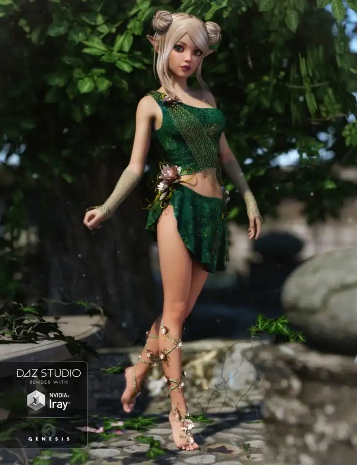 Mischievous Fairy Outfit for Genesis 3 Female(s) + Textures_DAZ3DDL