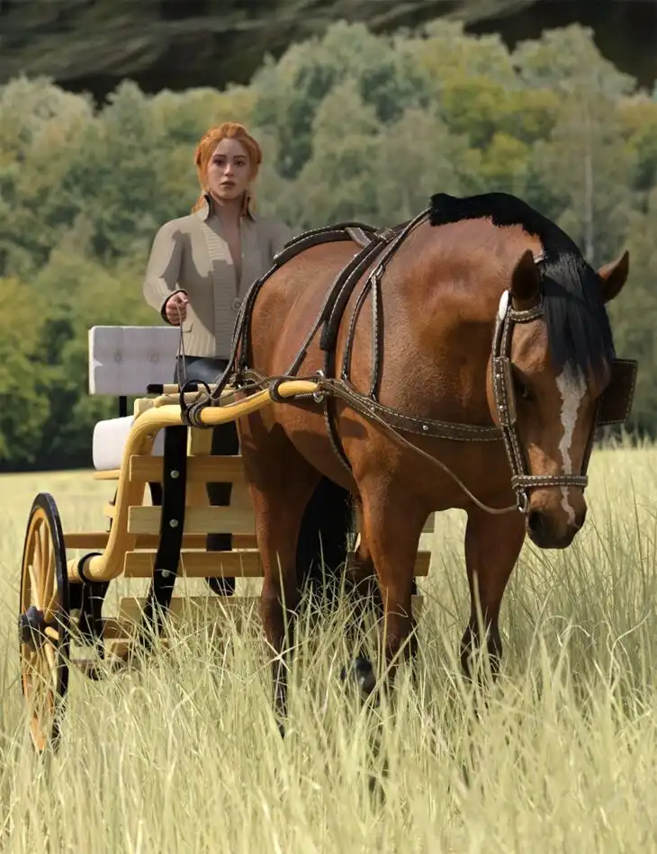 Road Buggy Walk Poses for Genesis 9, Daz Horse 3, and Road Buggy_DAZ3D下载站