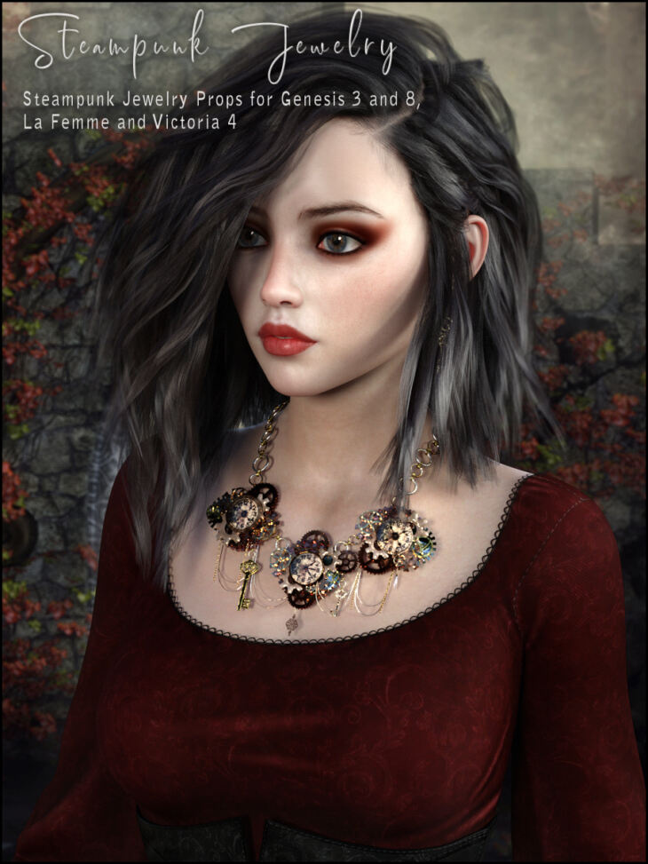 Steampunk Jewelry for G3/G8, La Femme and V4_DAZ3DDL