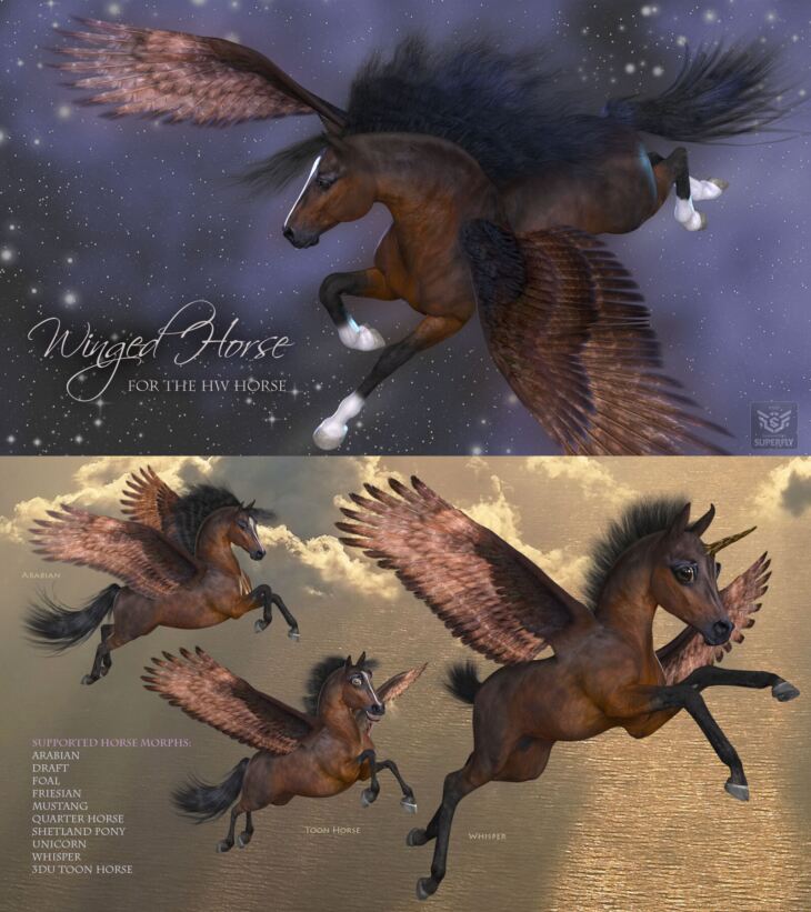 Winged Horse for the HiveWire Horse_DAZ3D下载站
