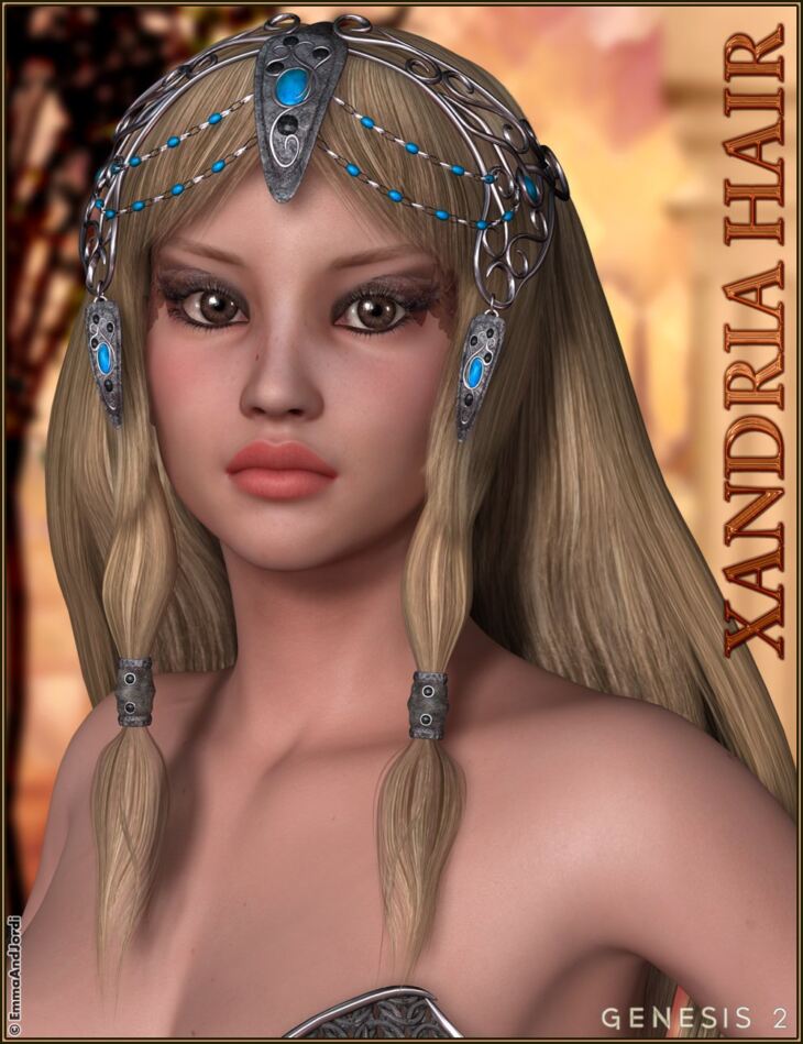 Xandria Hair For Genesis 2 Female(s)_DAZ3D下载站