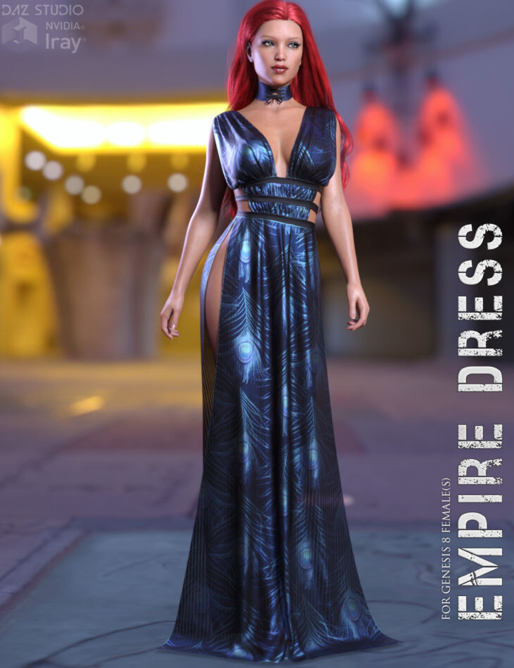 dForce Empire Dress for Genesis 8 Females_DAZ3D下载站