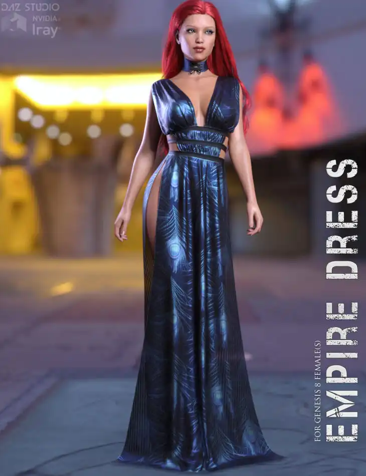 dForce Empire Dress for Genesis 8 Females_DAZ3DDL
