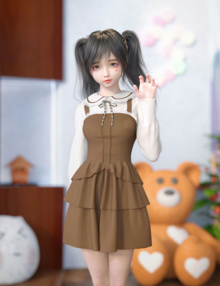 dForce SU Cute Dress for Genesis 8, 8.1, and 9_DAZ3D下载站