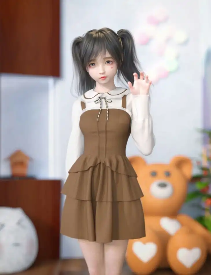dForce SU Cute Dress for Genesis 8, 8.1, and 9_DAZ3DDL