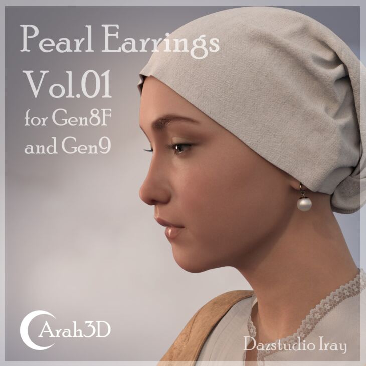 Arah3D Pearl Earrings Vol.01_DAZ3DDL