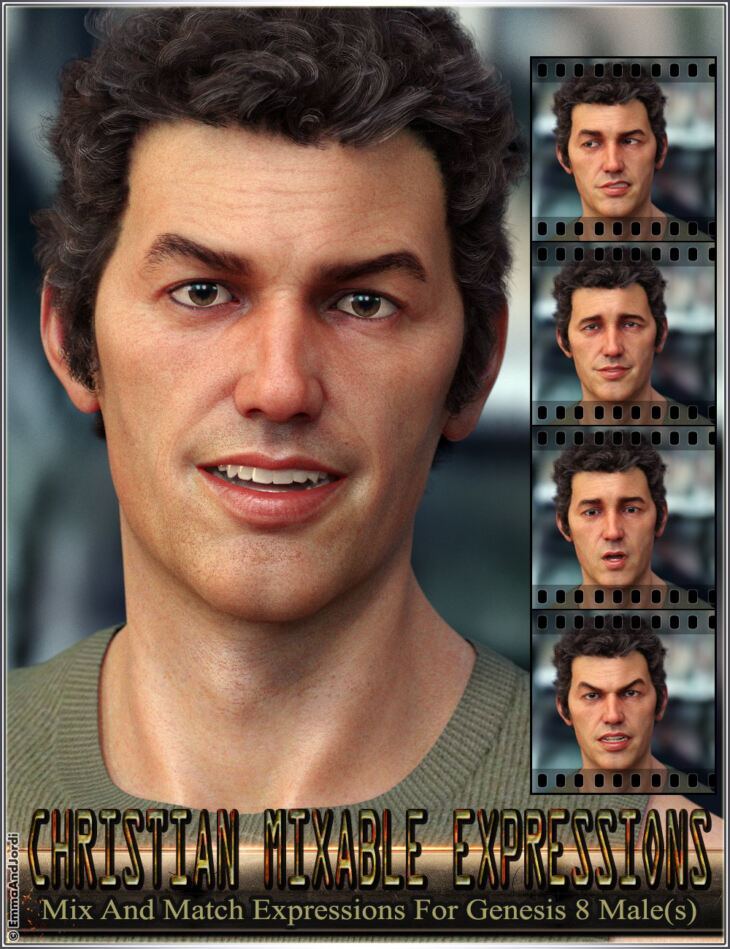 Christian Mixable Expressions for Genesis 8 Male(s)_DAZ3D下载站
