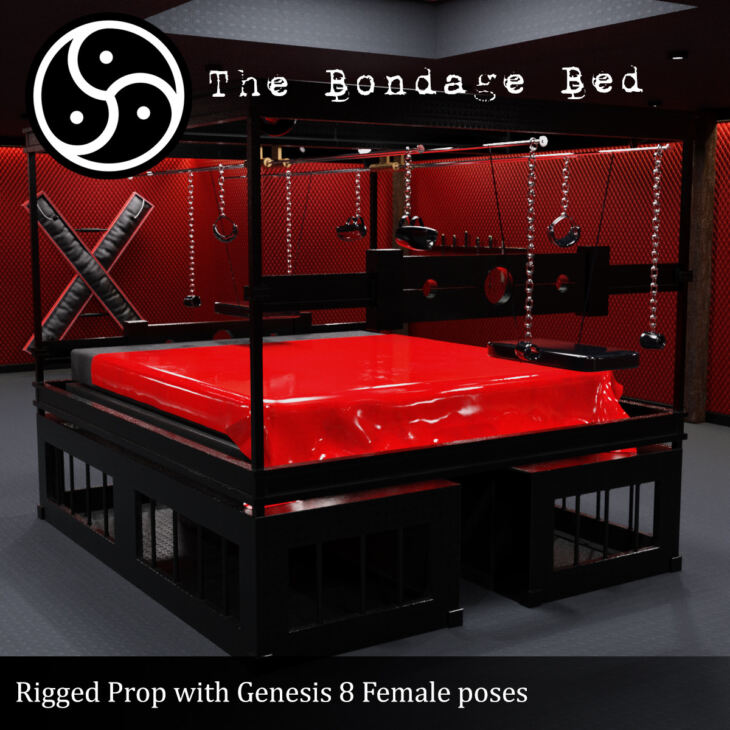 The Bondage Bed With Poses for Genesis 8 Female_DAZ3D下载站