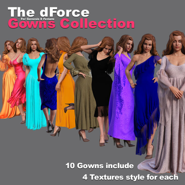 The dForce Gowns Collection for G8F_DAZ3DDL
