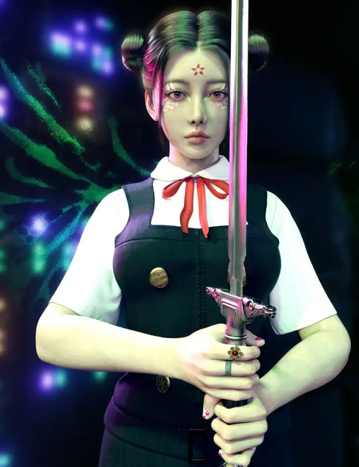 Vo Lrene HD Character, Hair, and Outfit for Genesis 9 Bundle_DAZ3D下载站