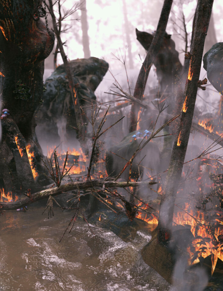 XI Elven Forest Burnt Add-On_DAZ3D下载站