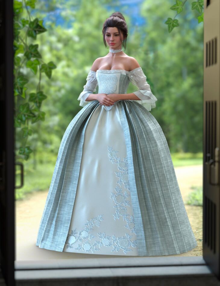 dForce Highlands Gown Outfit and Shape for Genesis 9_DAZ3D下载站
