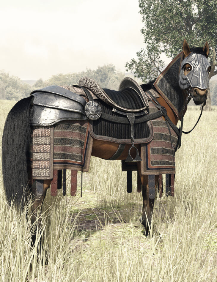 dForce Mongolian Style Horse Armor for Daz Horse 3_DAZ3D下载站