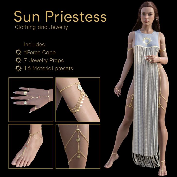 dForce Sun Priestess Set_DAZ3D下载站