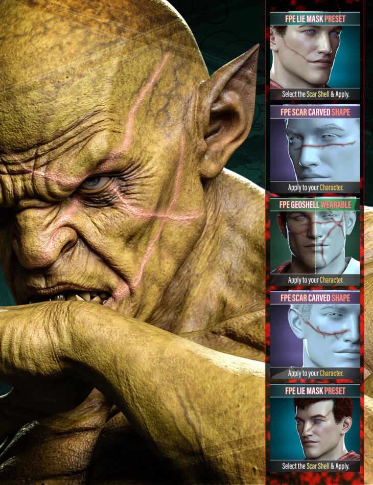 FPE HD Face Scars Severe for Genesis 9_DAZ3D下载站